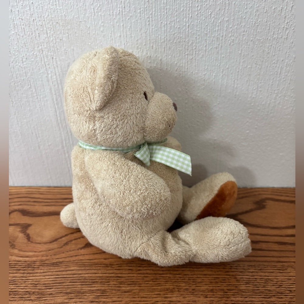 Vintage CARTERS Just One Year Plush Bear Green Bow Logo Prestige Toys Rattle - Picture 2 of 8